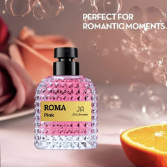 Viaan Krishna ROMA PINK EDP close-up notes reveal bright mandarin and orange blossom imagery.