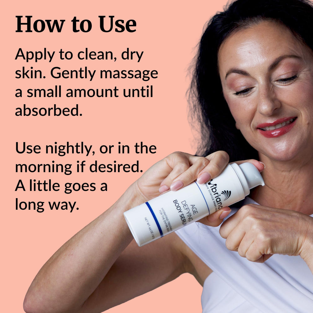 Vibriance Age Defying Serum on the arm demonstrates quick, smooth spreading with no heaviness.