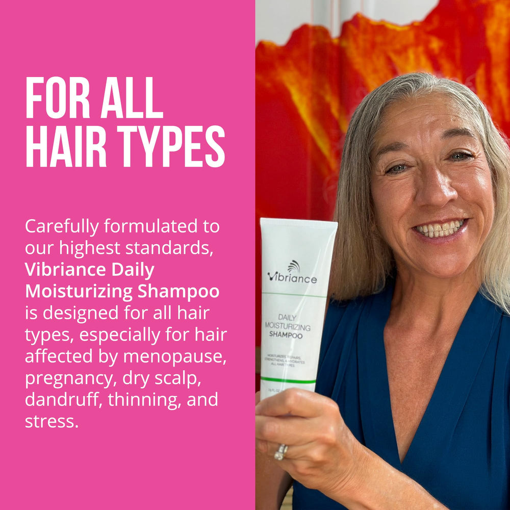 Vibriance Daily Moisturizing Shampoo post-use shine hints at healthier-looking strands.