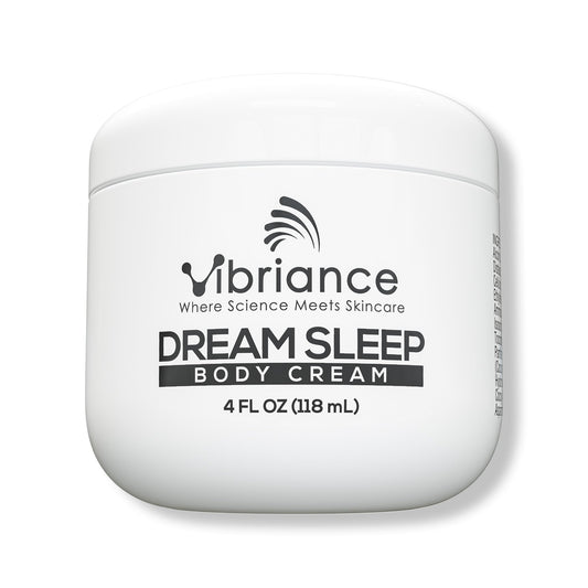 Vibriance Dream Sleep Body Cream bottle delivering fluffy hydration