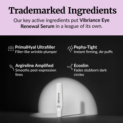 Vibriance Eye Renewal Serum close-up reveals lightweight texture for comfortable wear.