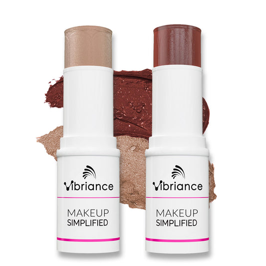 Vibriance Illuminate Highlighter Stick adds a natural glow to cheekbones and collarbone.