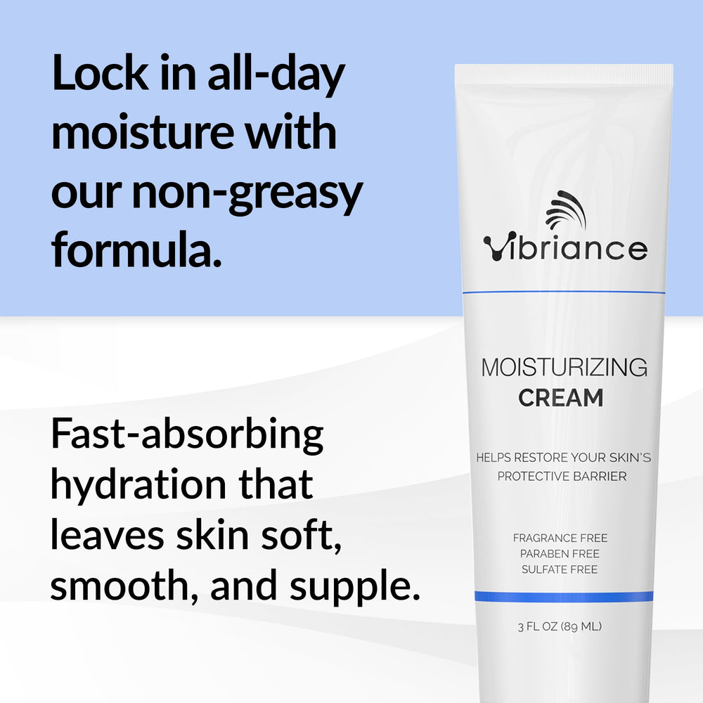 Vibriance Moisturizing Cream texture closeup highlighting a light, non-greasy feel