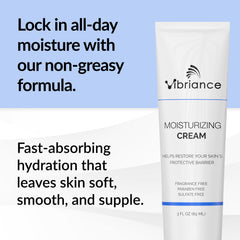 Vibriance Moisturizing Cream texture closeup highlighting a light, non-greasy feel