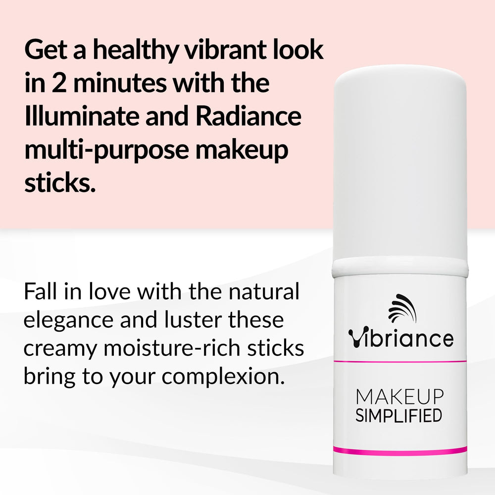 Vibriance Radiance Cream Blush Stick provides a fresh cheek tint and can brighten lips.