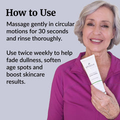 Application shot of Vibriance scrub delivering light cleansing.