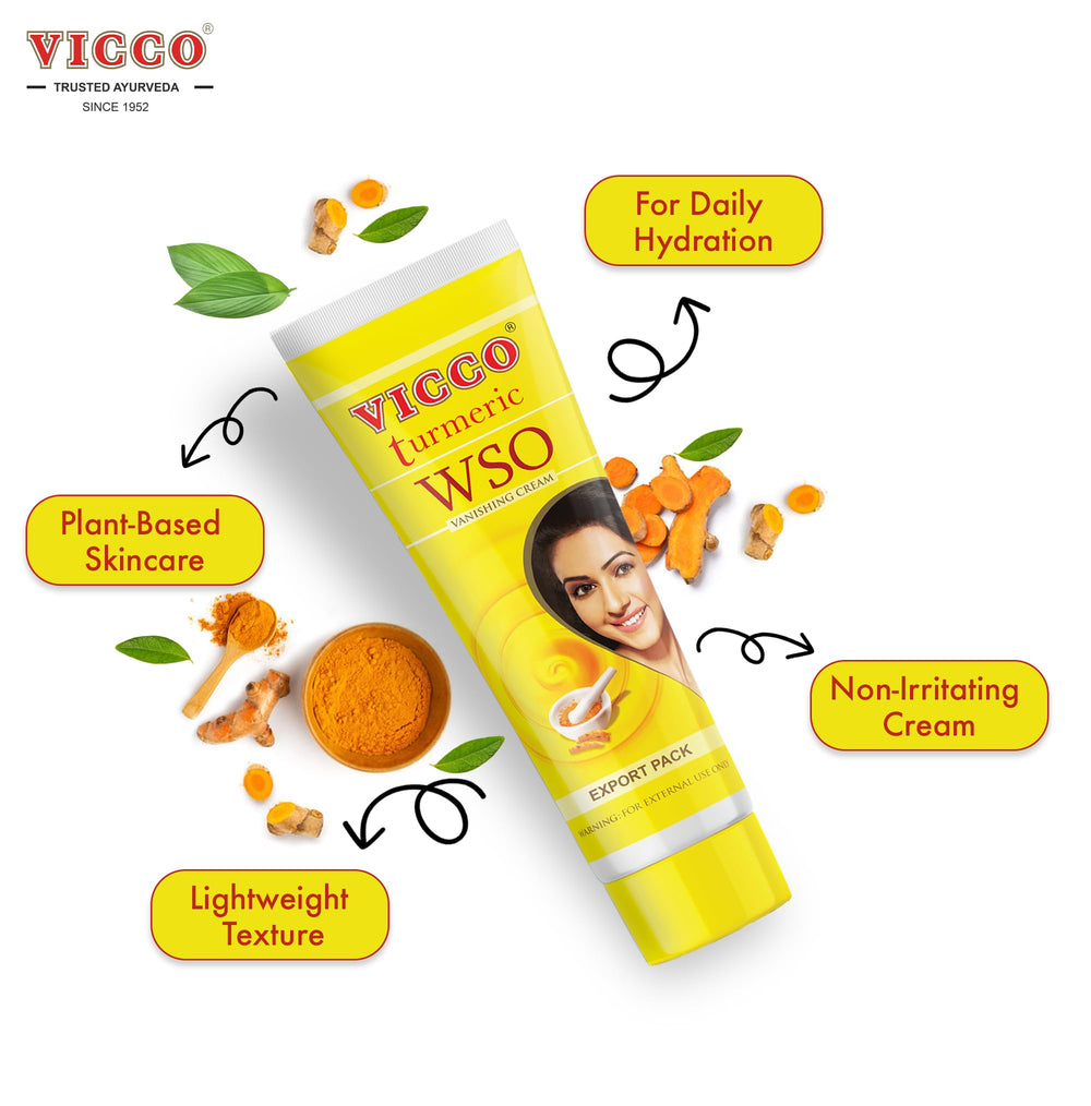 Vicco Turmeric WSO Face Moisturizer glide demonstrates quick absorption and soft skin feel.
