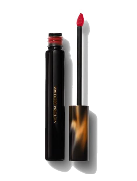Victoria Beckham Beauty lip tint bitten-effect swatch shows natural matte color with hydration.