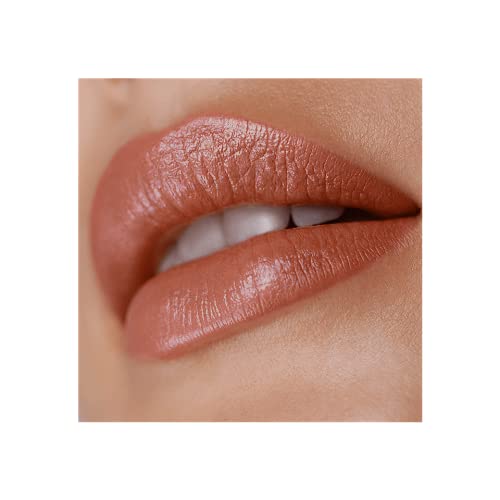 Victoria Beckham Posh Lipstick Spice swatches on skin to show versatile tone.