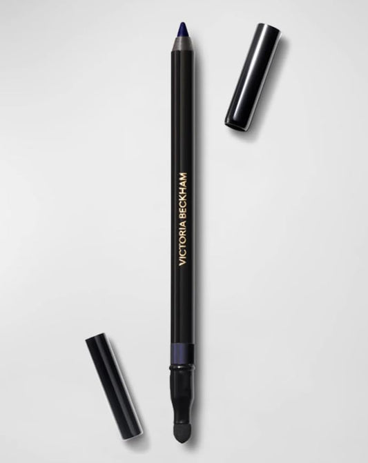 Victoria Beckham Satin Kajal Navy Noir eyeliner swatch for bold definition.