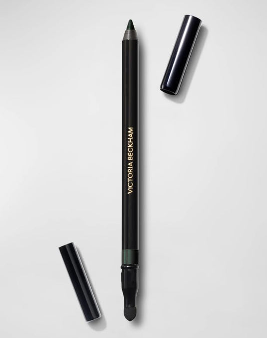 Victoria Beckham Satin Kajal Olive swatch showing rich color and smooth glide.