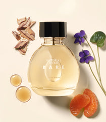 Victoria's Secret Bare fragrance mini mist label closeup shows sandalwood and violet notes.