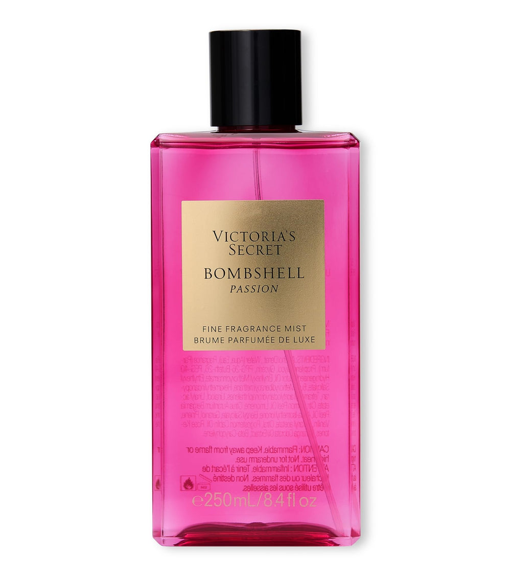 Victoria's Secret Bombshell Passion Mist bottle for everyday spritzes with a light floral scent.