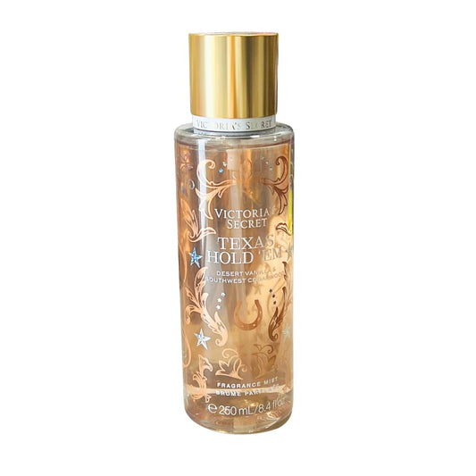 Victoria's Secret Cowgirl Texas Hold Em fragrance mist bottle for everyday light floral musk.