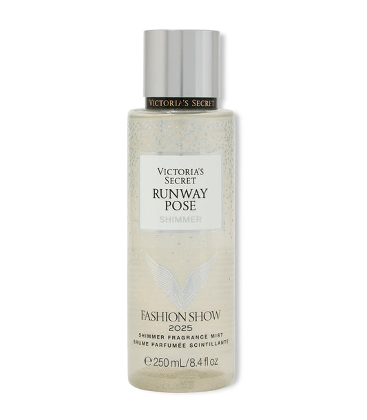 Victoria's Secret Fashion Show Runway Pose Shimmer Mist bottle with luminous gourmand musk
