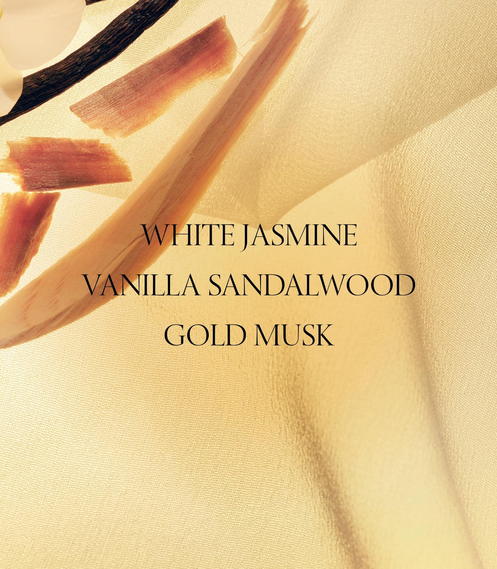 Gold musk glow detail emphasizing the warm base of Heavenly.