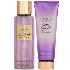 Victoria's Secret Love Spell Shimmer Mist bottle shimmering for everyday glamour