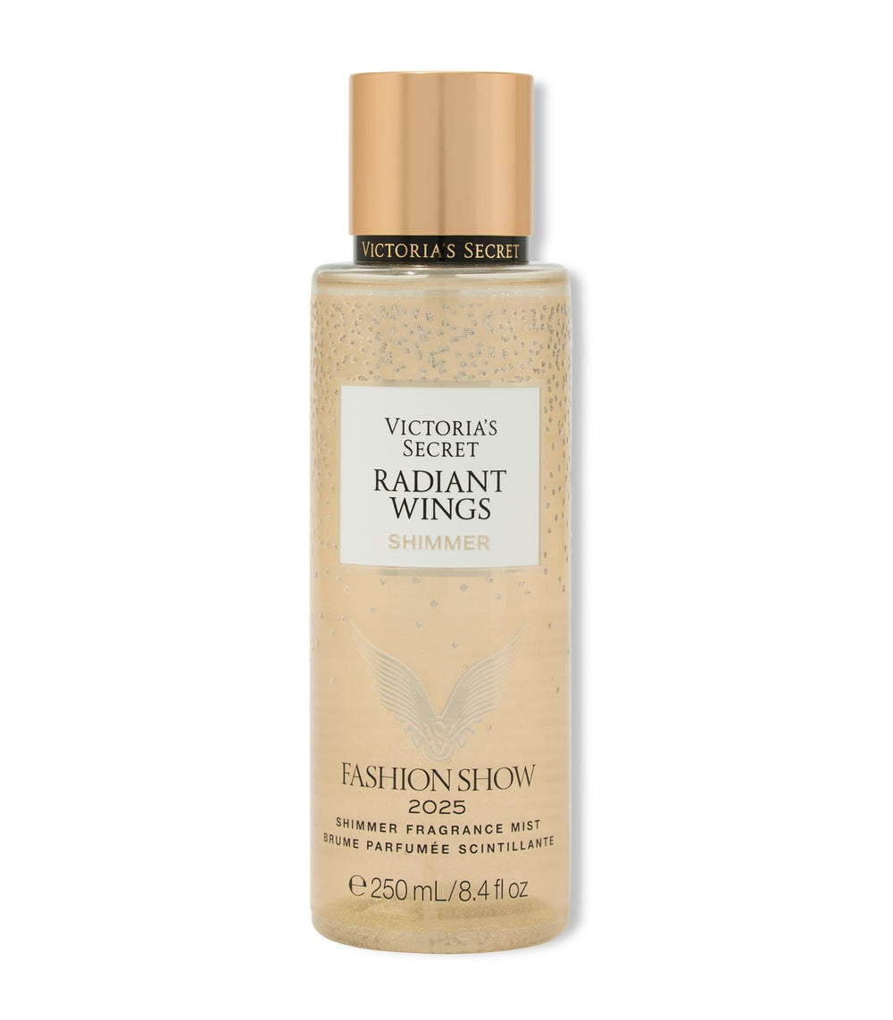 Victoria's Secret Radiant Wings Fragrance Mist bottle on vanity, ideal for daily refresh.