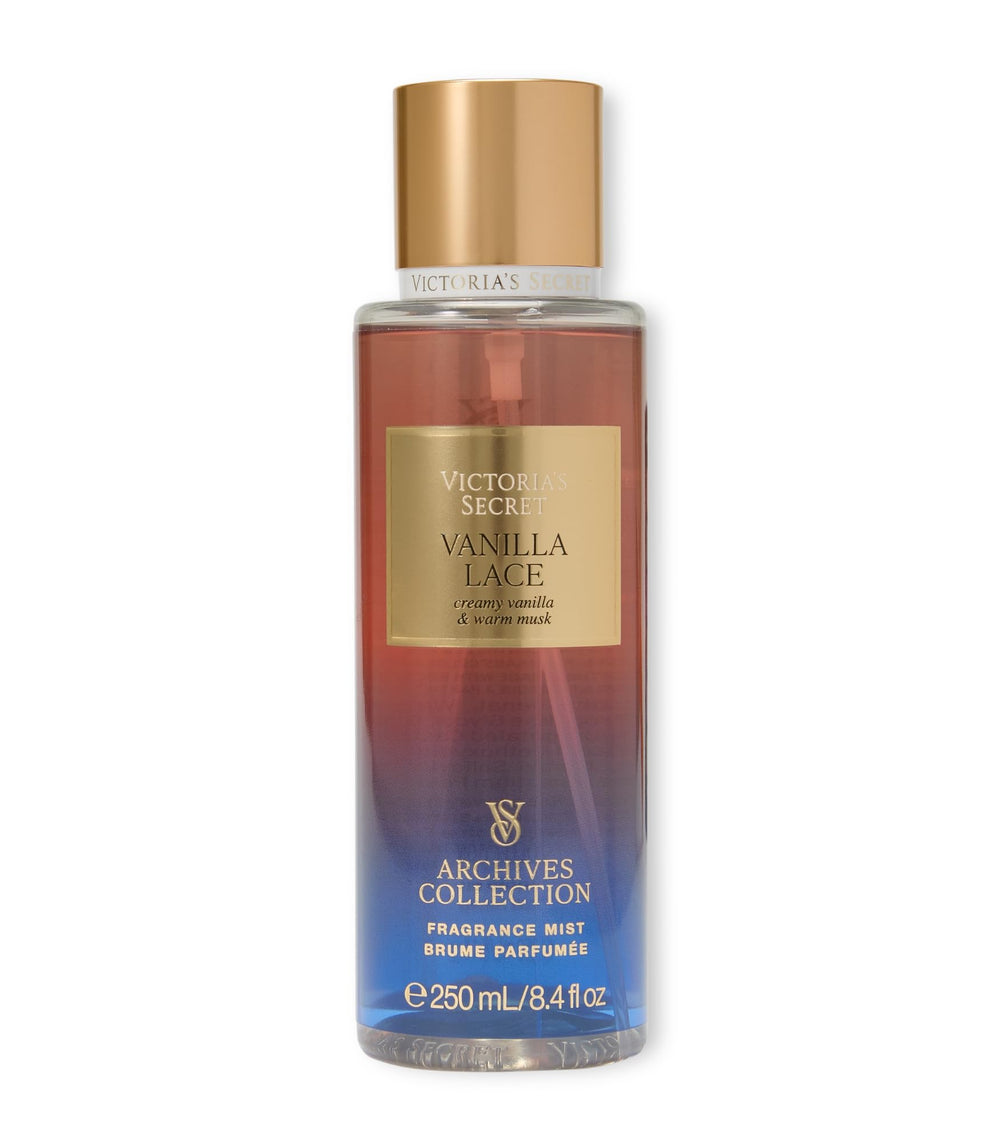 Victoria's Secret Vanilla Lace mist bottle showing creamy vanilla notes for daily fragrance.