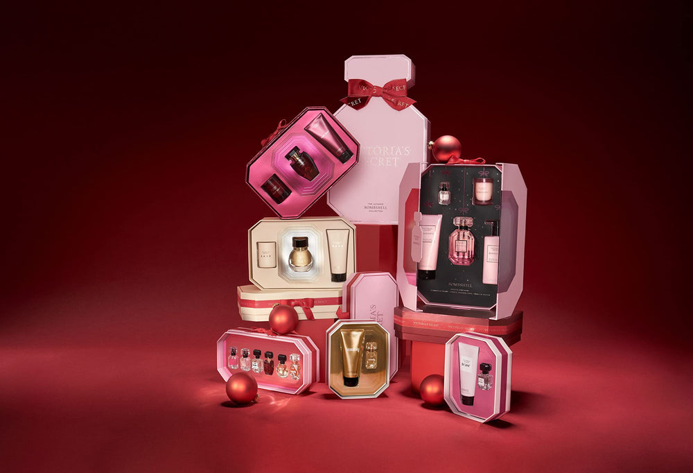 Victoria's Secret Very Sexy luxe gift-set display on a vanity.