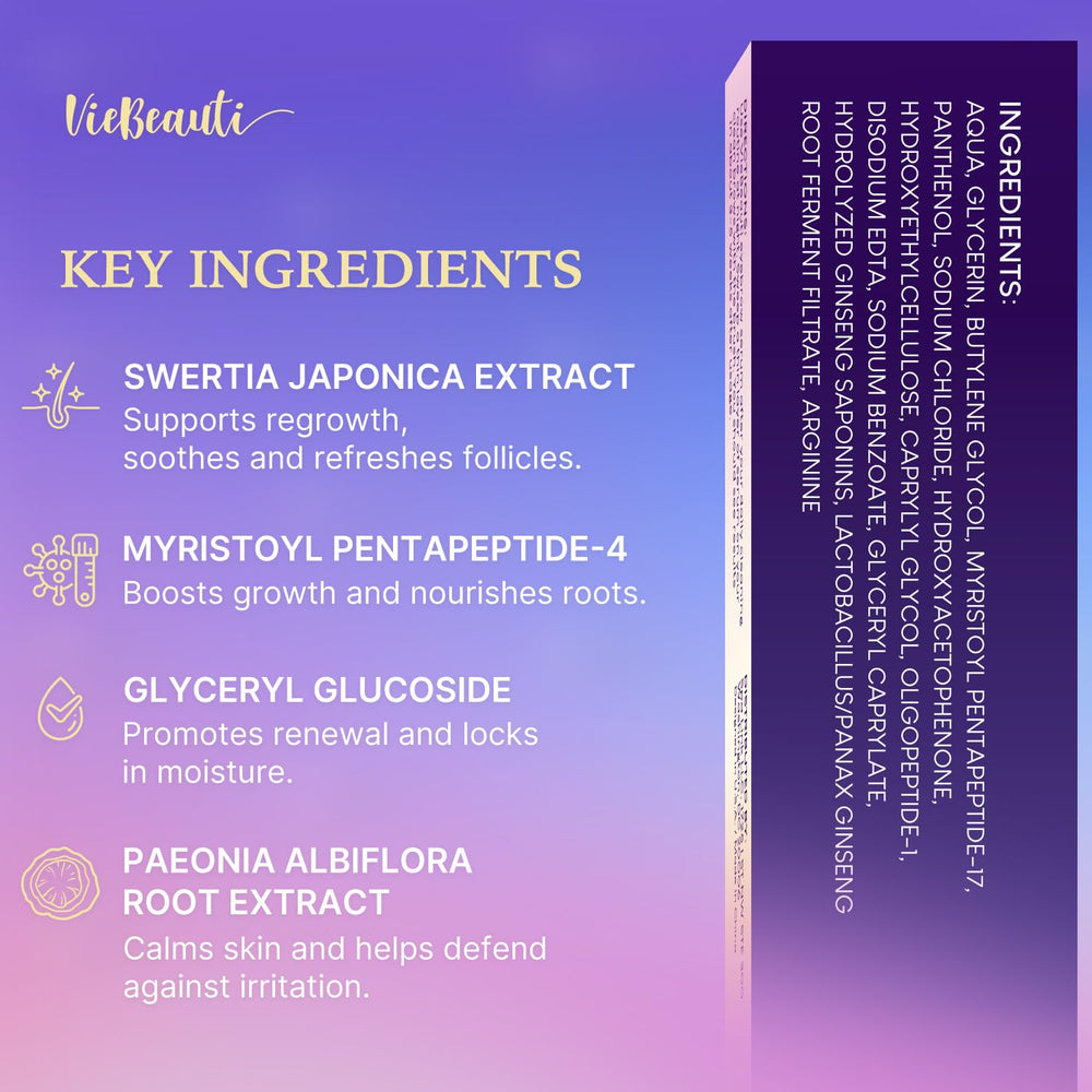 VieBeauti serum bottle highlighting swertia japonica and natural ingredients
