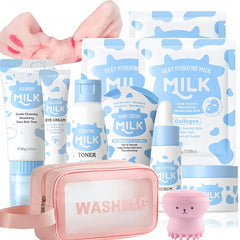 Vienflona Milk Skincare Set packaging promotes easy, kid-friendly daily routines.