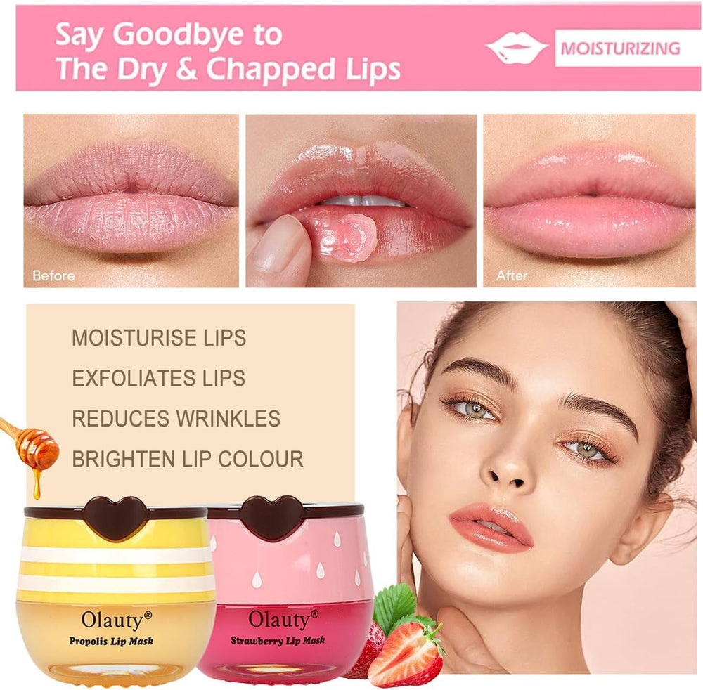 Vienflona sleep lip mask in honey pot promotes overnight softness.