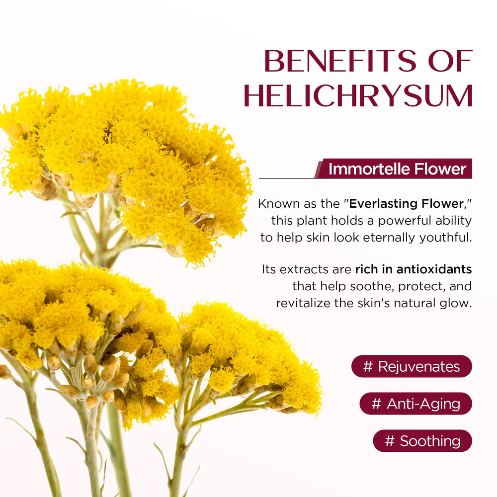 Vigority Helichrysum Balm ingredients panel highlighting natural botanicals.