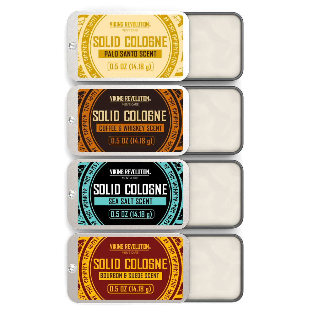 Viking Revolution Coffee and Whiskey solid cologne tin for on-the-go scent.