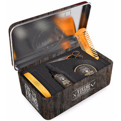 Viking Revolution lifestyle shot shows a man grooming with the kit.
