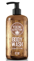 Viking Revolution body wash in use with rich lather during shower.