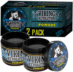 Viking Revolution Pomade with castor oil nourishes hair during styling.