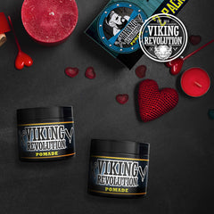 Viking Revolution Pomade high shine creates a polished, defined look.