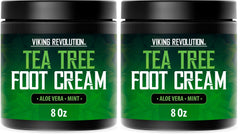Viking Revolution Tea Tree Foot Cream packaging for dry heels and smooth skin.