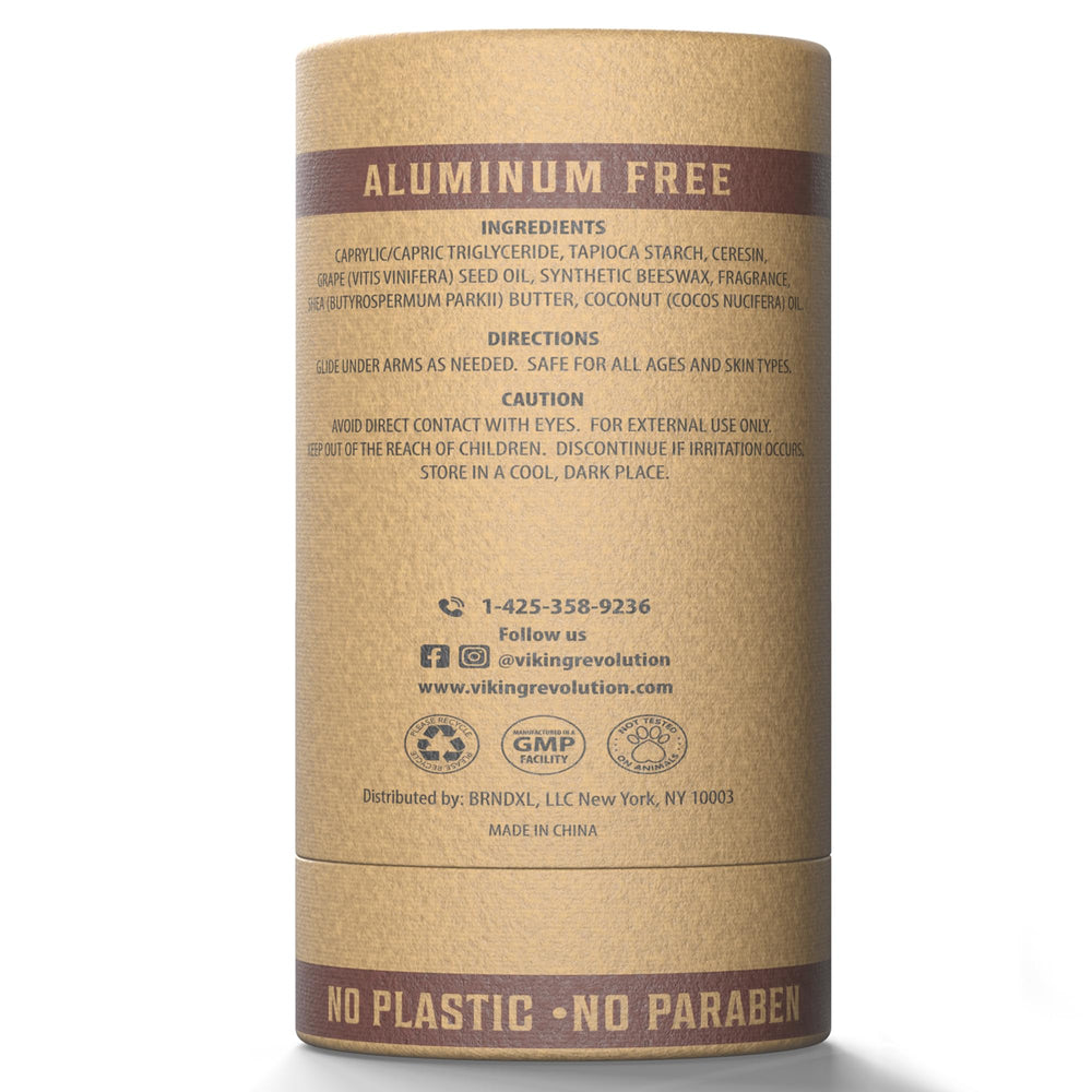 Viking Revolution travel-friendly deodorant held for on-the-go use.