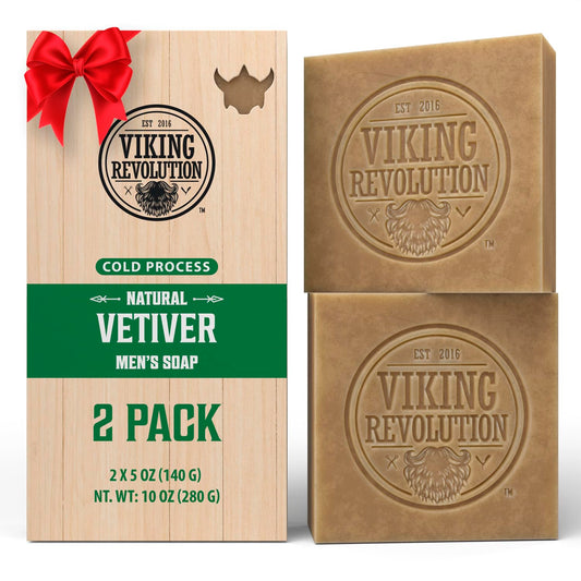 Viking Revolution Vetiver natural soap bar, cold-pressed, for a pure cleansing ritual.