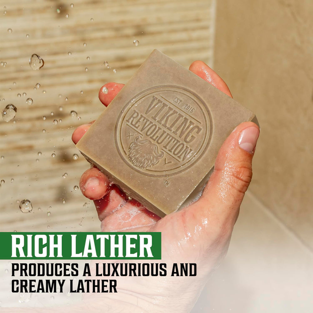 Viking Revolution Vetiver soap enriched with olive oil for smoother skin.