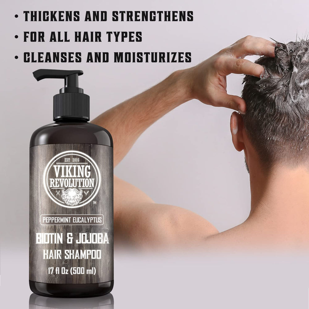 Viking Revolution Biotin shampoo jojoba oil detail highlighting rich moisturization