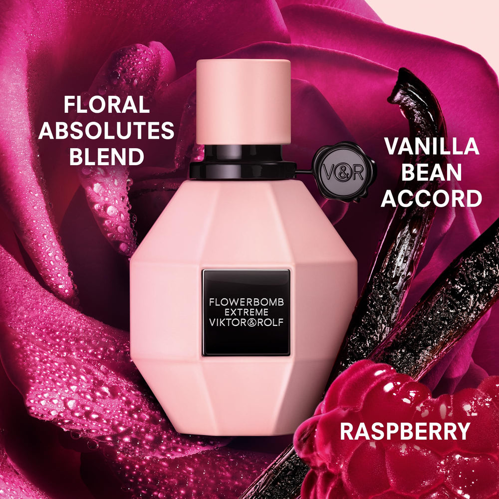 Viktor&Rolf Flowerbomb Extreme bottle pour for long-lasting scent potential.