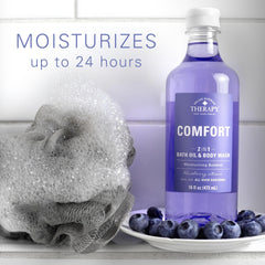 Village Naturals Therapy Comfort shower pouf lather for a refreshing cleanse.