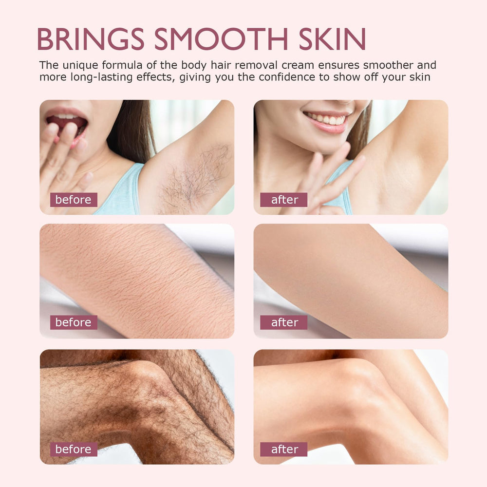 Vincofoo No-Shave Cream packaging highlights a safe formula for all skin types.