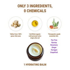 Vintage Tradition beef tallow balm with ginger aroma for soothing skin.