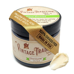 Vintage Tradition Beef Tallow Balm jar showing all-purpose skin care
