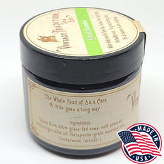 Vintage Tradition balm packaging highlights clean ingredients