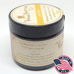 Vintage Tradition balm on palm demonstrates deep, fast-absorbing moisture.