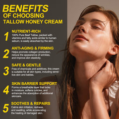 VIOFAIRY Beef Tallow Honey Balm routine demonstrates daily skincare ritual.