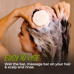 Viori Tea Tree Mint Shampoo Bar in shower delivers refreshing cleanse.