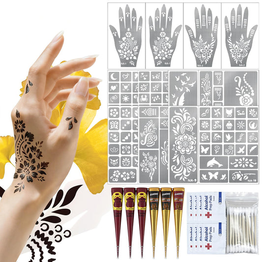 VIOXIA Henna Tattoo Kit packaging with components for quick setup