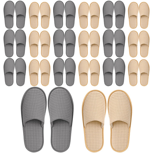 Vipay beige M disposable slippers in compact packaging, ideal for travel.