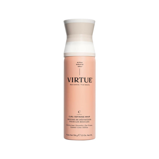 Virtue Curl Defining Whip bottle showing creamy formula for defined curls